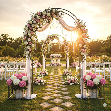 Metal Garden Arbor with Planter Boxes and Ground Stakes for Climbing Plants