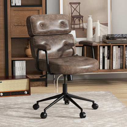 PU Leather Upholstered Office Chair with Button Tufted Back