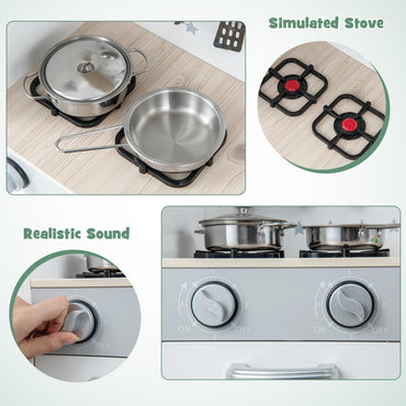 Kids Pretend Kitchen Playset with Stove and Ice Maker