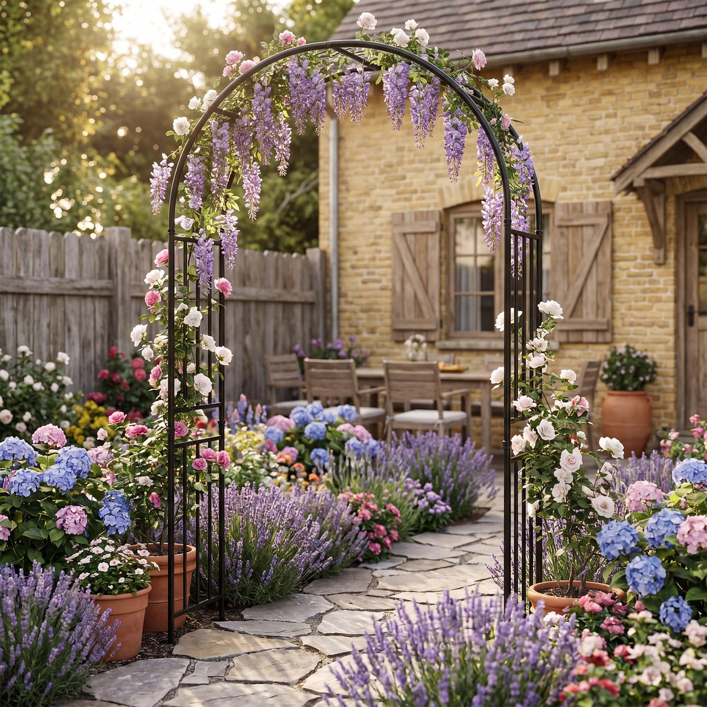 Metal Garden Arch, Large Archway Trellis Pergola Arbour for Rose Vines Climbing Plant, Patio Arbor Decoration Stand