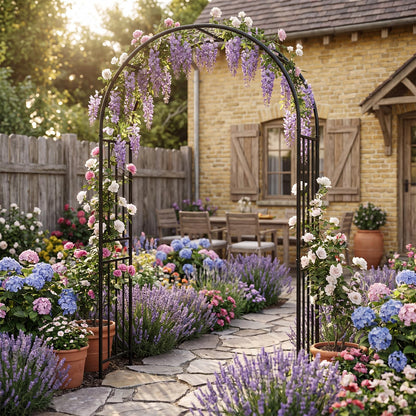 Metal Garden Arch, Large Archway Trellis Pergola Arbour for Rose Vines Climbing Plant, Patio Arbor Decoration Stand