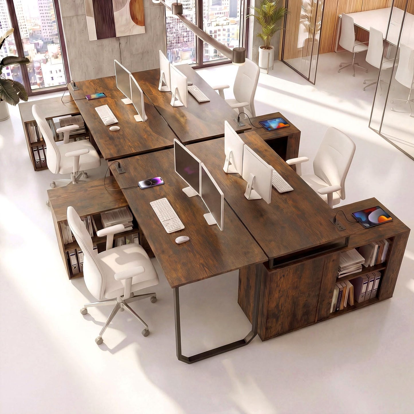 L Shaped Computer Desk with 3 Drawers and 2 Shelves, 140 cm Reversible Home Office Corner Desk