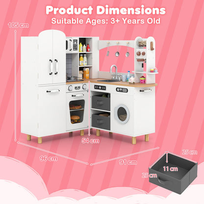Wooden Corner Play Kitchen with Pine Wood Legs and Lights & Sounds