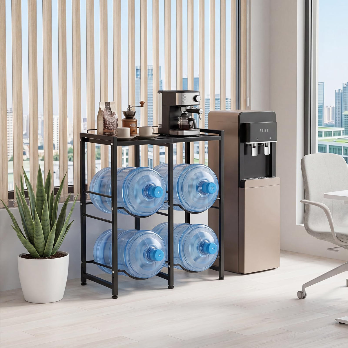 18.9 L Water Jug Holder for 4 Bottles Heavy-duty Water Jug Rack with Top Shelf