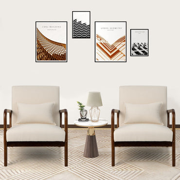 Modern Accent Chair with Lumbar Pillow and Rubber Wood Frame