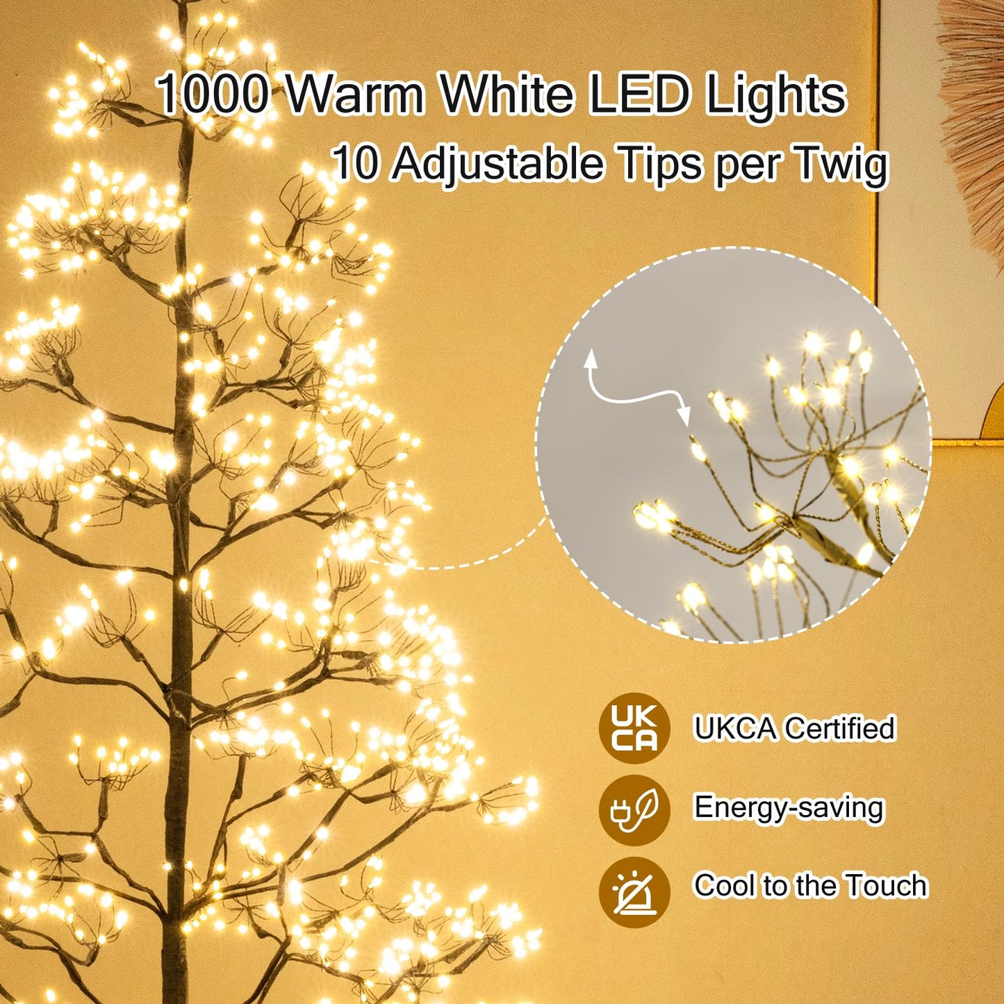 1.5 M Lighted Alpine Tree with 1000 Warm White Light LED Lights