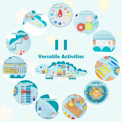 Activity Wall Busy Board Panels, 11 in 1 Wooden Sensory Wall Toy