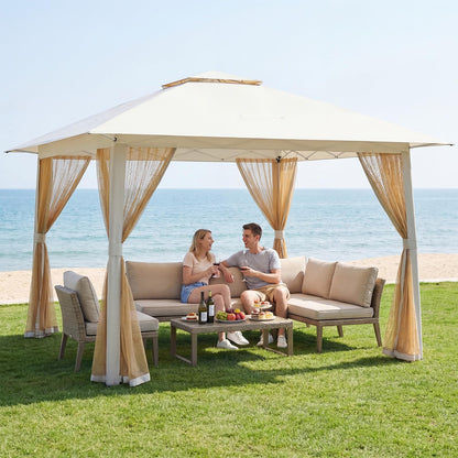 Pop up Gazebo, UPF50+ Sun-Protective Height Adjustable Pavilion Canopy Tent