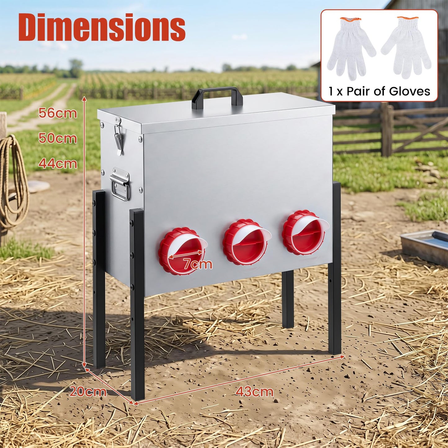 26L Automatic Chicken Feeder, 19 Capacity Galvanized Poultry Feeder
