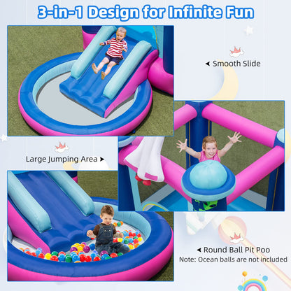 Kids Bouncy Castle with 480W Blower Splash Pool and Carrying Bag