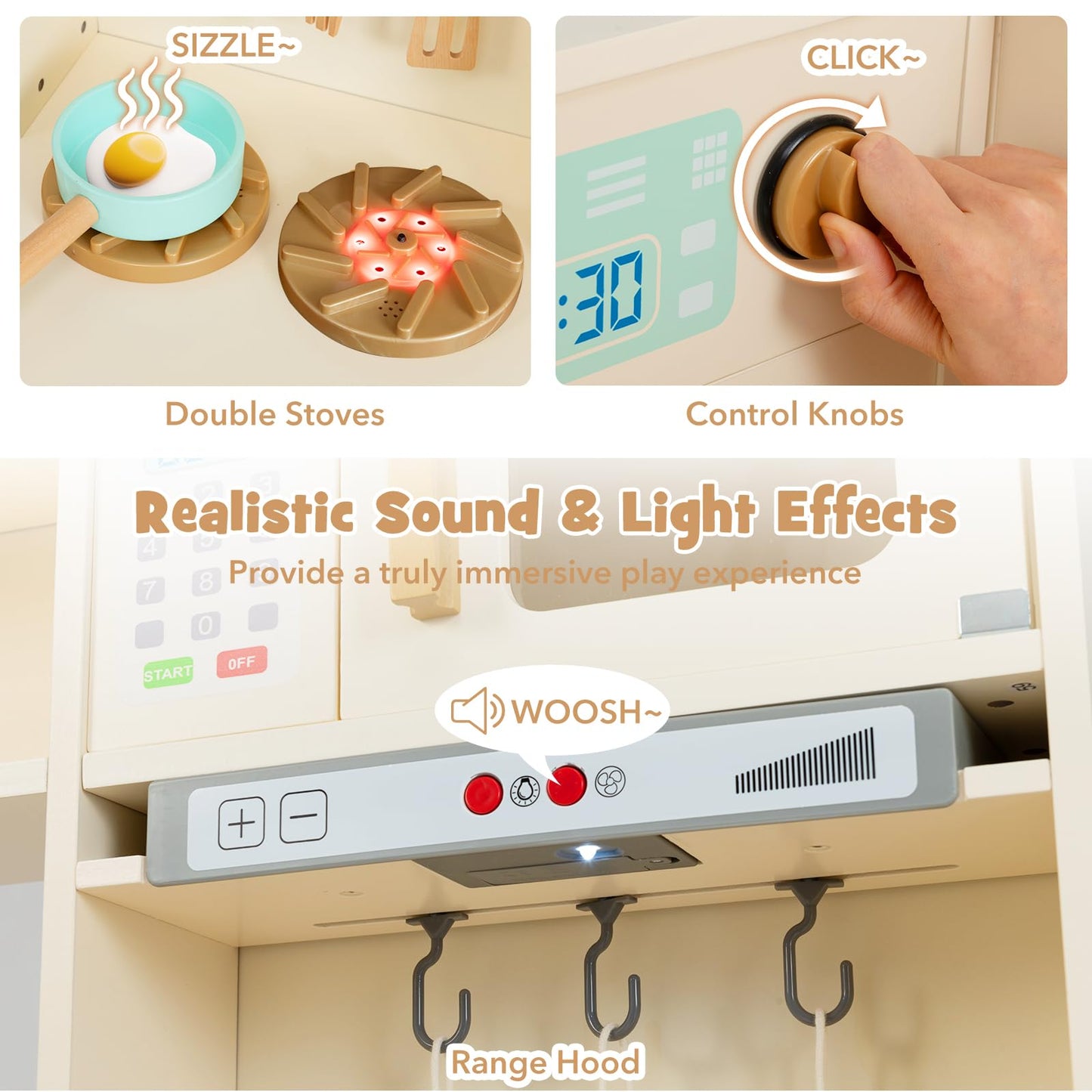 Corner Kitchen Playset with Large Fridge for Toddlers 3+ Years Old