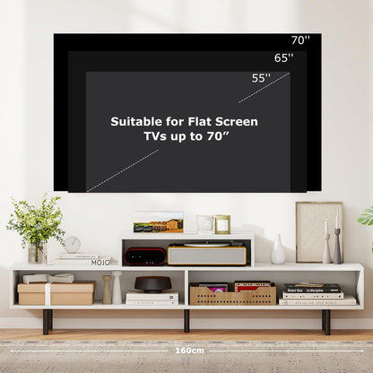 3 Cubby TV Stand Entertainment Center with Compartments