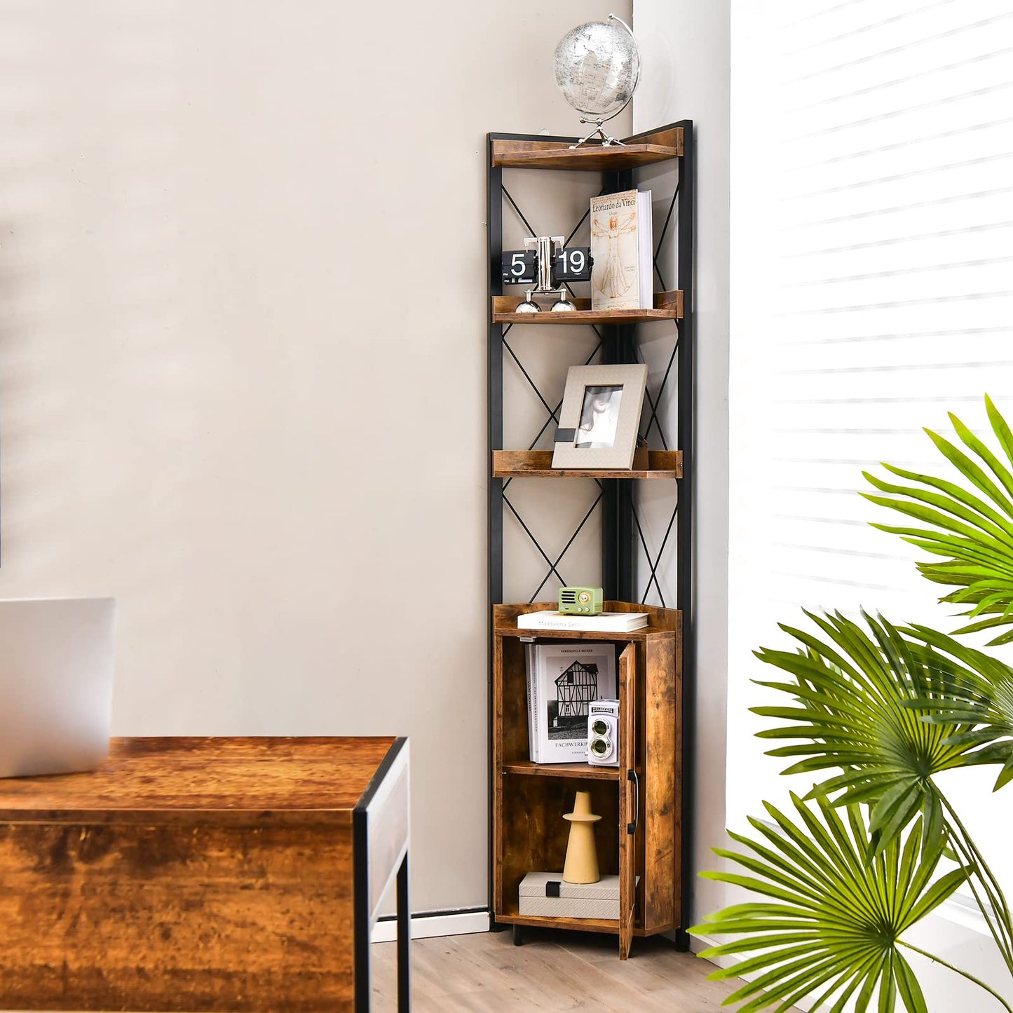 6 Tier Industrial Corner Storage Shelf with Adjustable Shelf