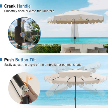 3M Garden Parasol, 8 Ribs Heavy-Duty Sun Shade Canopy