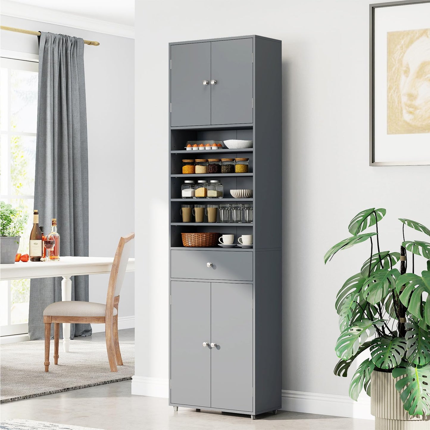 Tall Bathroom Storage Cabinet with Drawer and Adjustable Shelves