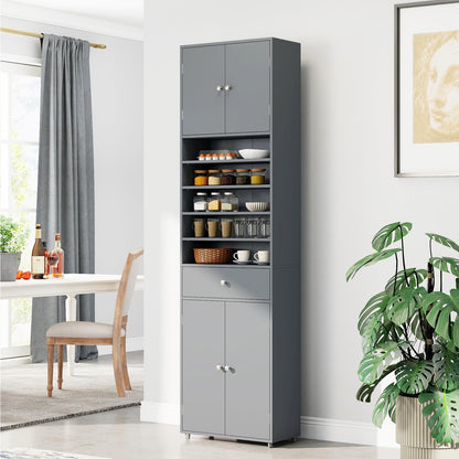 Tall Bathroom Storage Cabinet with Drawer and Adjustable Shelves