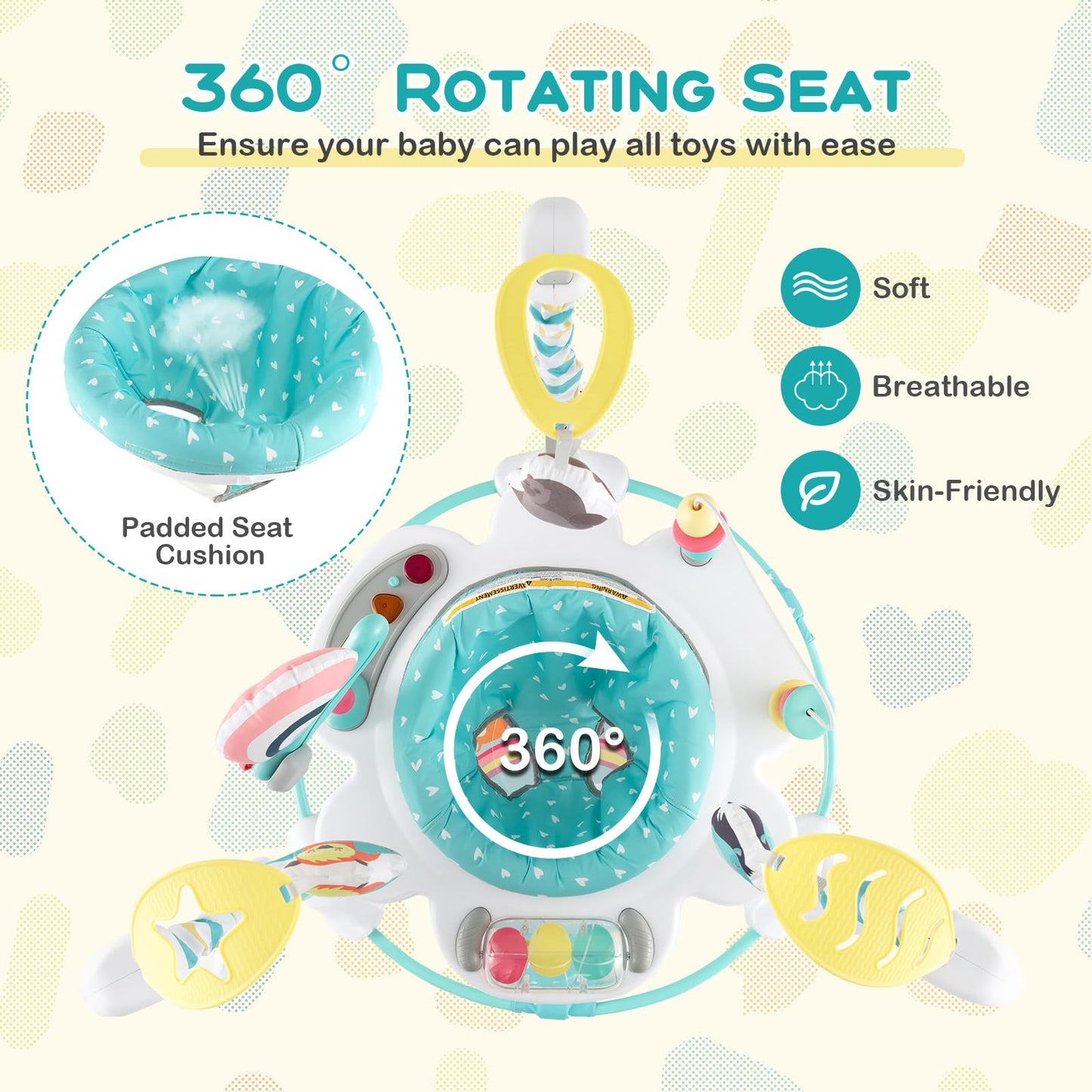 Height Adjustable Infant Activity Center with 360° Rotary Seat
