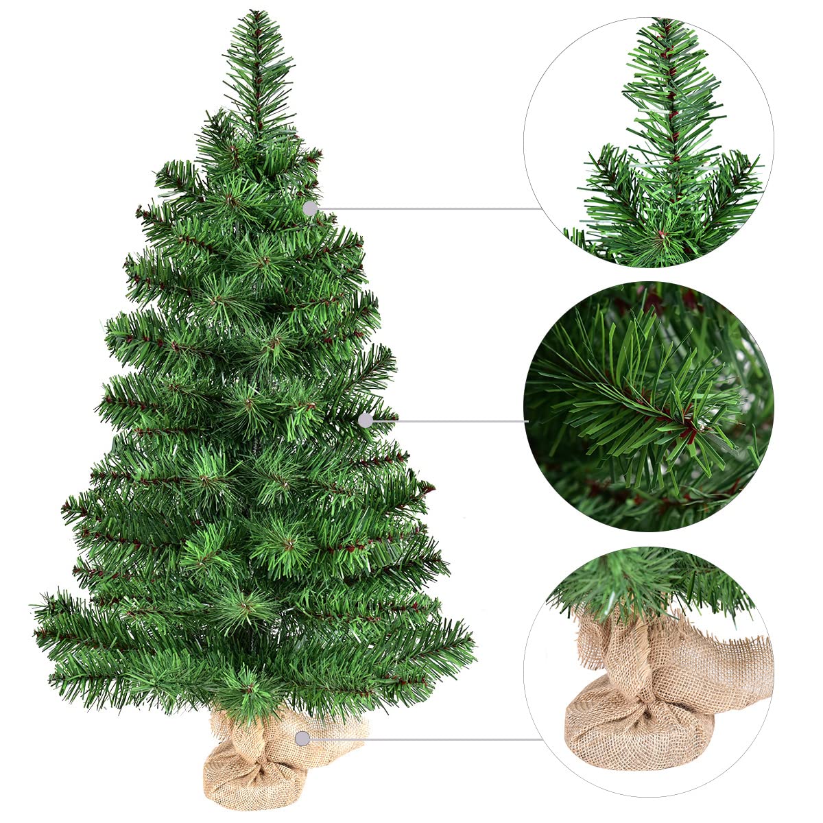 Artificial Table Top Christmas Tree with Burlap Base