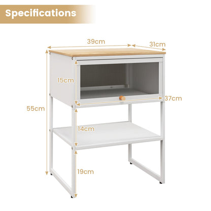 3-Tier Side Table with Storage Shelf for Living Room and Bedroom Set of 2