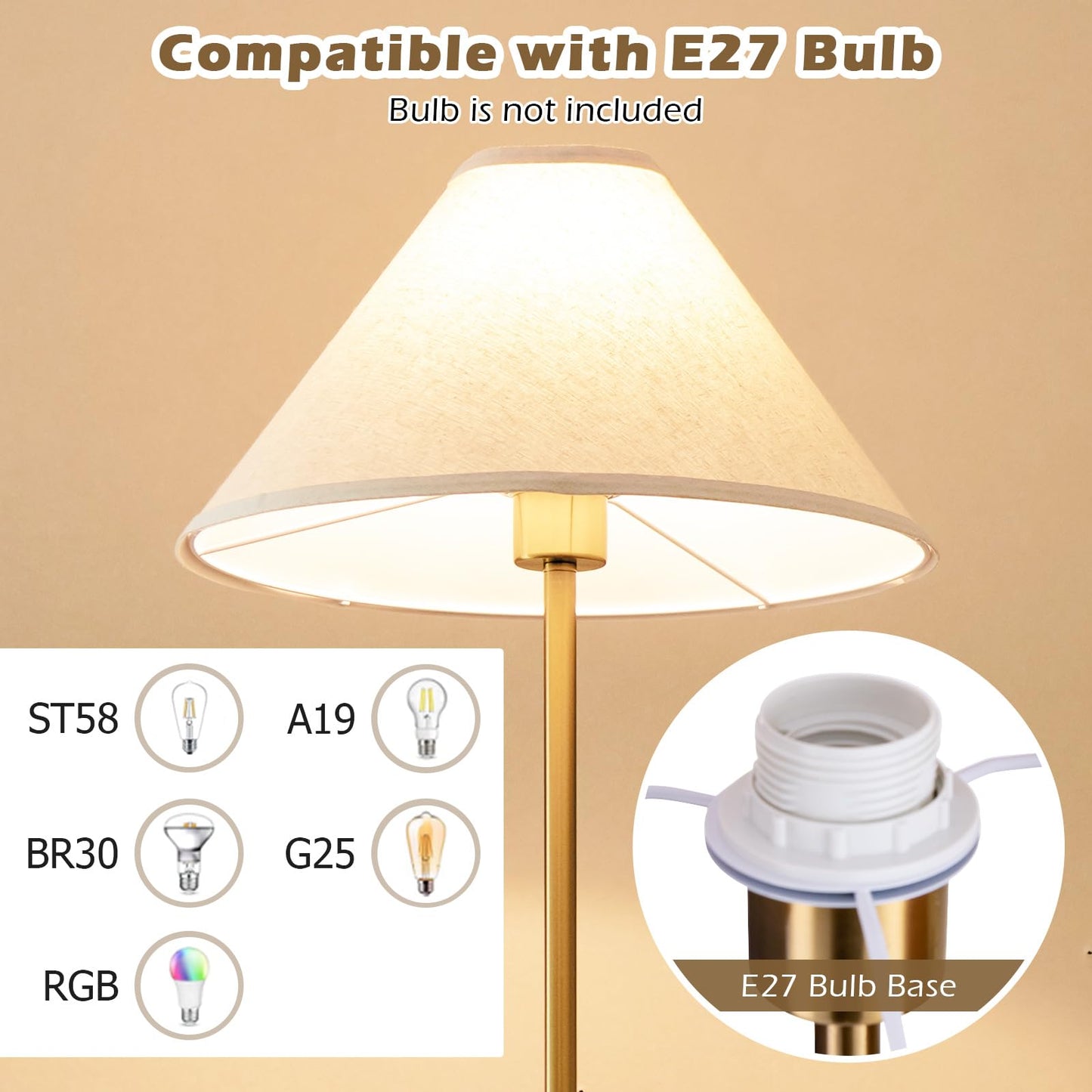 Elegant Floor Lamp with Linen Shade and Foot-Operated Switch
