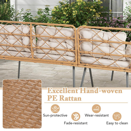 L Shaped Patio Conversation Set with Cushions & Coffee Table