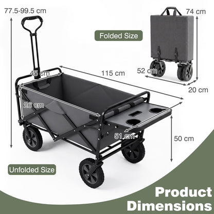 Collapsible Wagon Cart with Flexible Handle and Cup Holders
