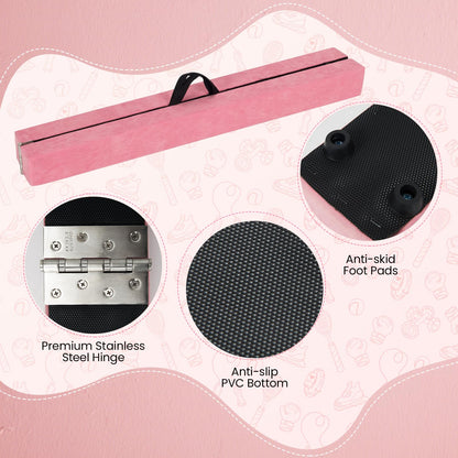 270CM Folding Balance Beam with Solid Wood Base and Anti-slip Bottom