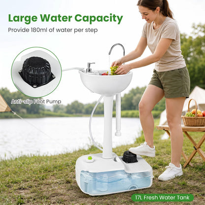 Portable Camping Sink, 17L Water Capacity Hand Wash Basin Stand