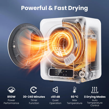 3KG Vented Tumble Dryer, Compact Smart Sensor Dryer with 8 Modes