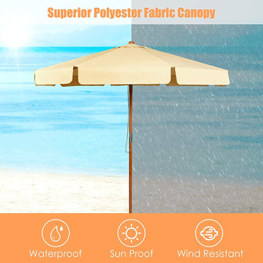 3M Garden Parasol Umbrella with Tilt Function and Wood Poles