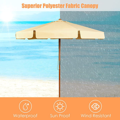 3M Garden Parasol Umbrella with Tilt Function and Wood Poles