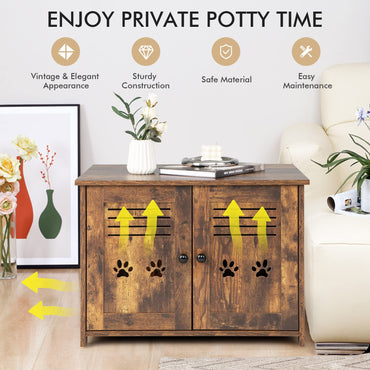 Industrial Wooden Kitty Hidden Washroom Toilet with Side Entrance and Cutout Handle