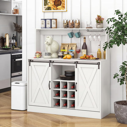Kitchen Buffet Sideboard with Charging Station,Hutch
