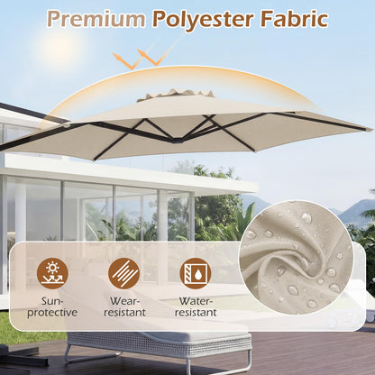 292cm Patio Cantilever Umbrella Large Offset Hanging Umbrella with 360° Rotation