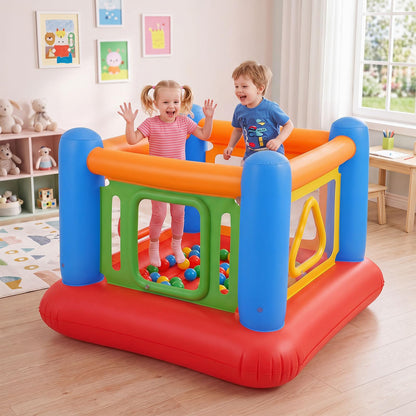 Inflatable Bounce House, Kids Blow Up Bouncy Castle with Transparent Side Walls
