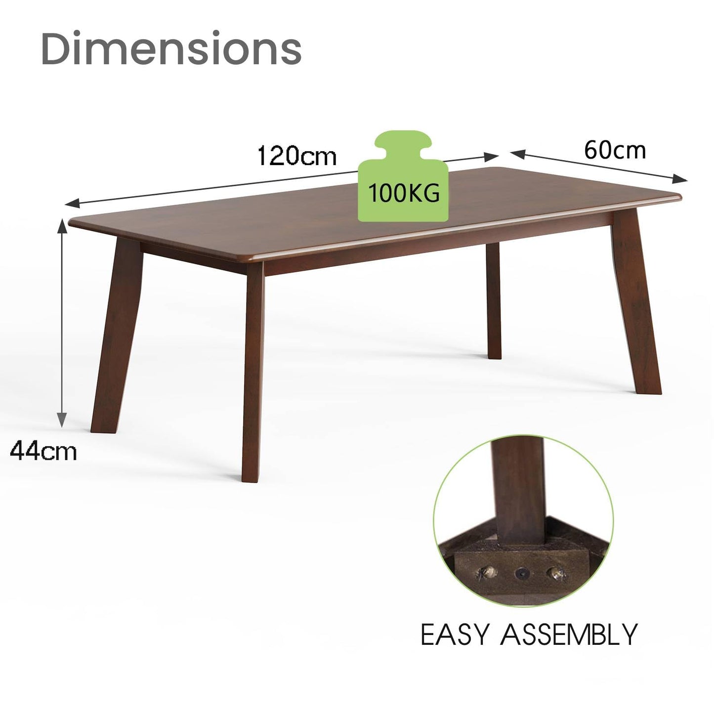 Rectangular Coffee Table with Rubber Legs
