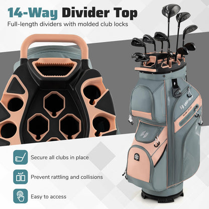 Golf Cart Bag Molded Lock Top Golf Bag with 14-Way Full Length Dividers