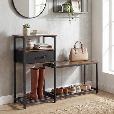 3-Tier Shoe Rack Bench, Industrial Shoe Storage Organiser with Seat