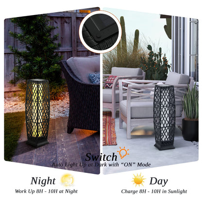 Rattan Solar Powered Landscape Lights with Automatic Switch and Large Capacity Batteries