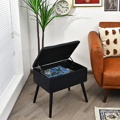 Modern Upholstered Flip Top Velvet Storage Ottoman Footrest