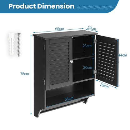 Bathroom Wall Cabinet with 2 Doors and 3-Position Adjustable Shelf