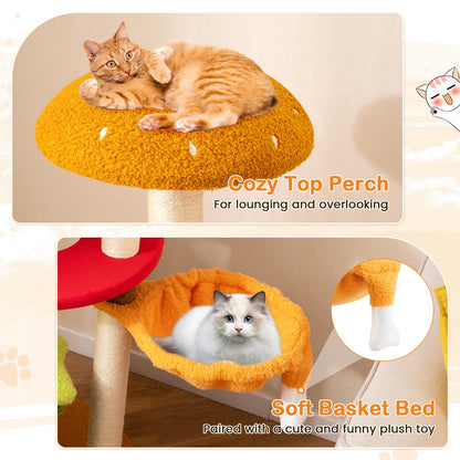 Cat Tree, 117cm Hamburger-Theme Cats Tower, Indoor Multi-Level Kitten Climbing Stand Activity Center