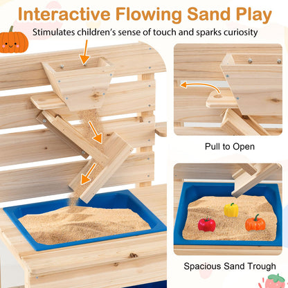 Mud Kitchen, Fir Wood Kids Play Kitchen with Detachable Sandbox