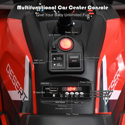 12V Kids Electric Ride on Car Toy with LED Lights, Music and 2 Speeds
