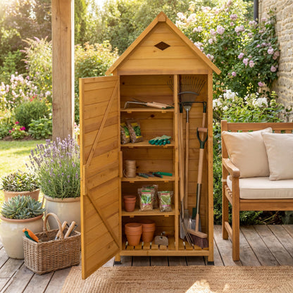GiantexUK Wooden Garden Shed, Tool Storage Cabinet with 5 Shelves