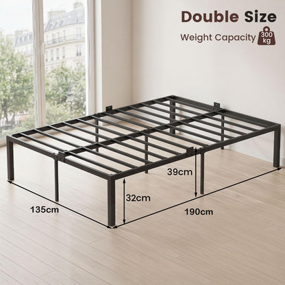 4ft6 Double Bed Frame, 135 x 190cm Heavy-Duty Metal Platform Bed Frames