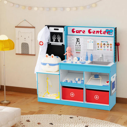 Wood Medical Center Toy Set with Examine Region and Height Measurer