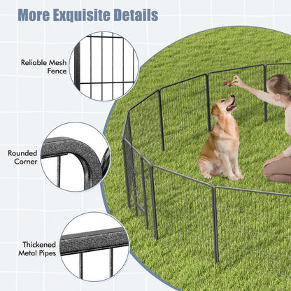 16 Panel 80cm Height Pen Fence with Lock and Large Door