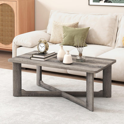 Coffee Table Rectangle Center Table with X-Shaped Base