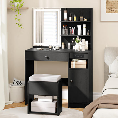 Vanity Desk with Mirror and Lights Dressing Table with Charging Station